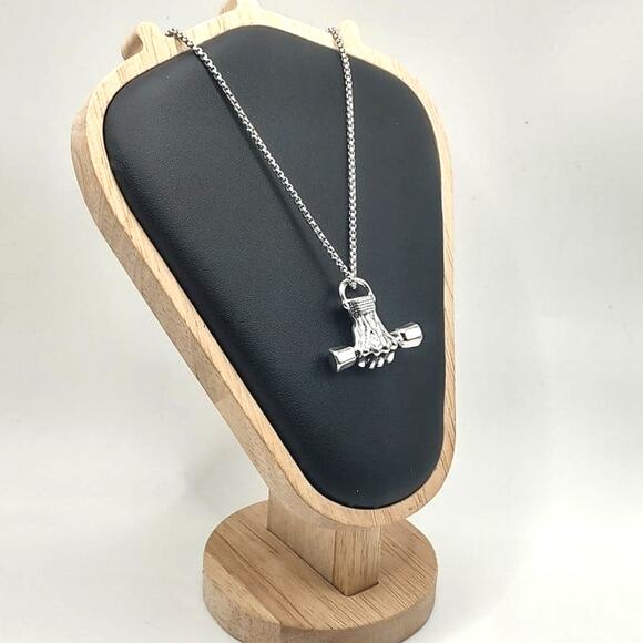 Stainless Dumbbell Workout Necklace Exercise Fitness Bodybuilding Birthday Gift - Picture 1 of 7